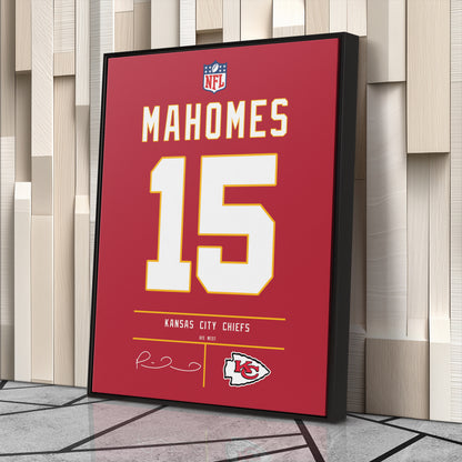 Patrick Mahomes Chiefs Jersey Canvas Print | Wall Art Decor