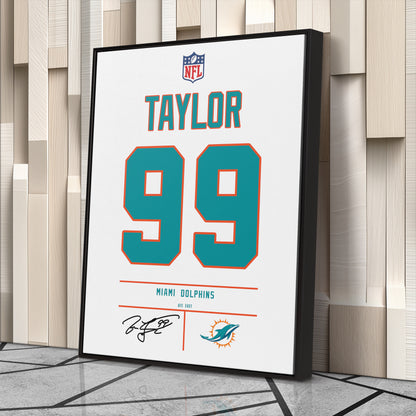 Jason Taylor Dolphins Jersey Canvas Print | Wall Art Decor