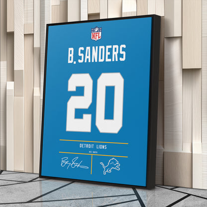 Barry Sanders Lions Jersey Canvas Print | Wall Art Decor