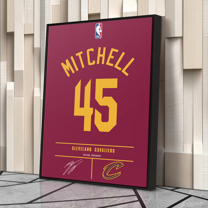 Donovan Mitchell Cavaliers Jersey Canvas Print | Wall Art Decor