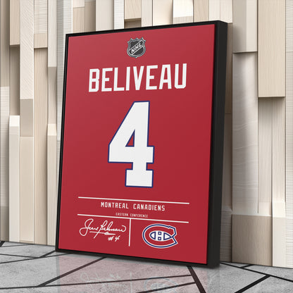 Jean Beliveau Canadiens Jersey Canvas Print | Wall Art Decor