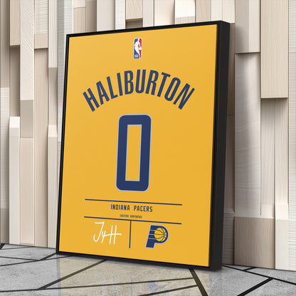 Tyrese Haliburton Indiana Pacers Jersey Canvas Wall Art