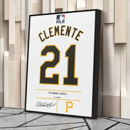 Roberto Clemente Pittsburgh Pirates Jersey Canvas Wall Art