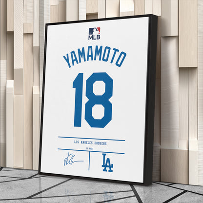 Yoshinobu Yamamoto Dodgers Jersey Canvas Print | Wall Art Decor