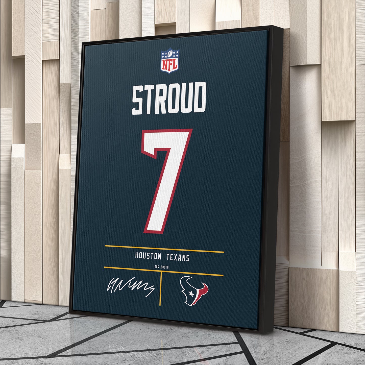 C.J. Stroud Houston Texans Jersey Canvas Wall Art
