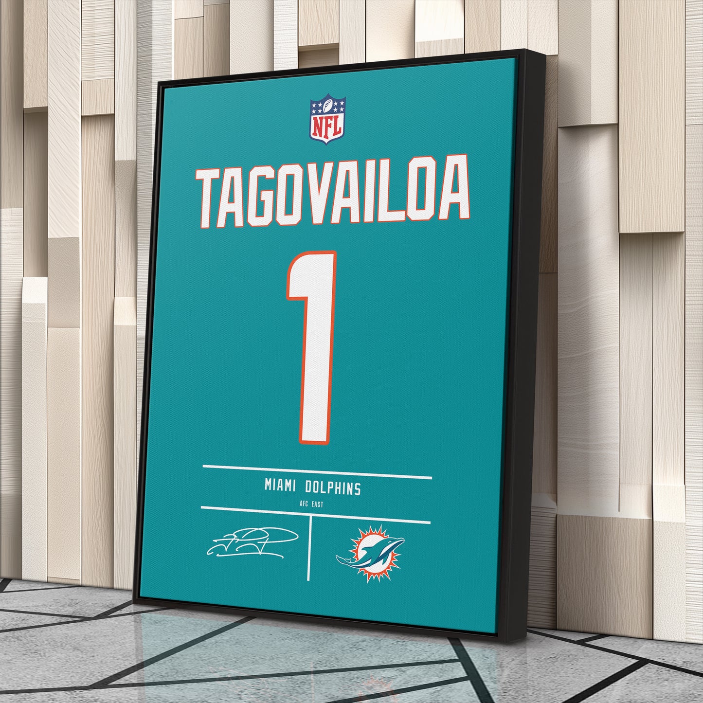 Tua Tagovailoa Dolphins Jersey Canvas Print | Wall Art Decor