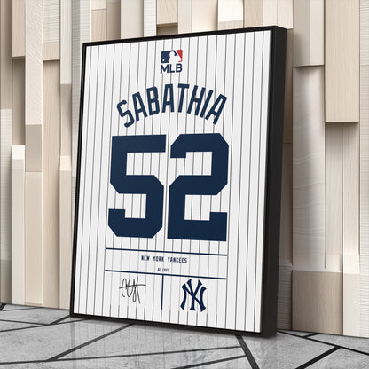 CC Sabathia New York Yankees Jersey Canvas Wall Art