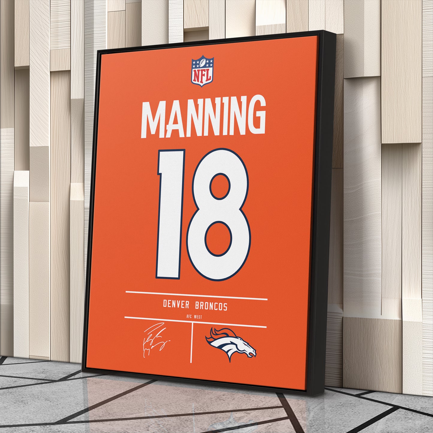Peyton Manning Broncos Jersey Canvas Print | Wall Art Decor