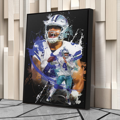Dak Prescott Cowboys Canvas Print | Dallas Football Wall Art