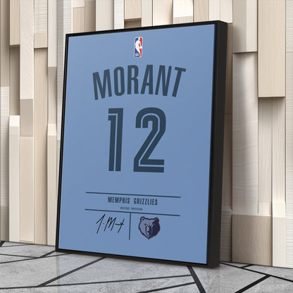 Ja Morant Grizzlies Jersey Canvas Print | Wall Art Decor