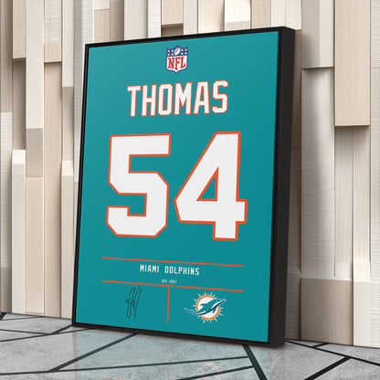 Zach Thomas Dolphins Jersey Canvas Print | Wall Art Decor