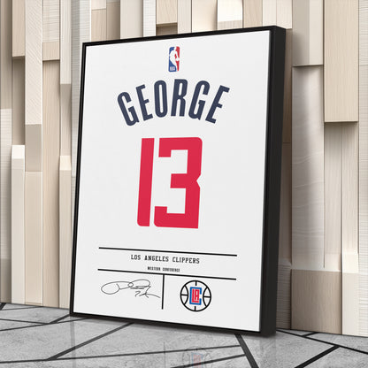 Paul George Clippers Jersey Canvas Print | Wall Art Decor