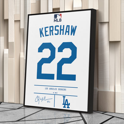 Clayton Kershaw Los Angeles Dodgers Jersey Canvas Wall Art