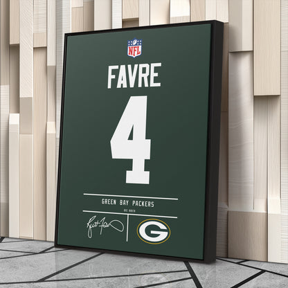 Brett Favre Packers Jersey Canvas Print | Wall Art Decor
