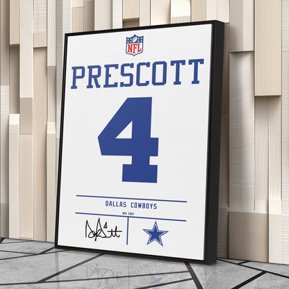 Dak Prescott Cowboys Jersey Canvas Print | Wall Art Decor
