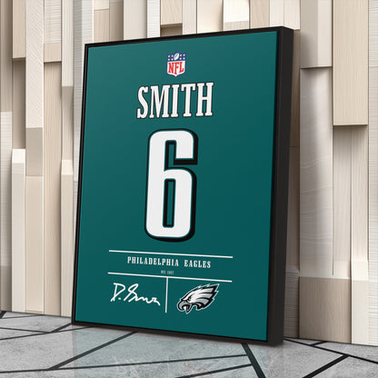 DeVonta Smith Philadelphia Eagles Jersey Canvas Wall Art