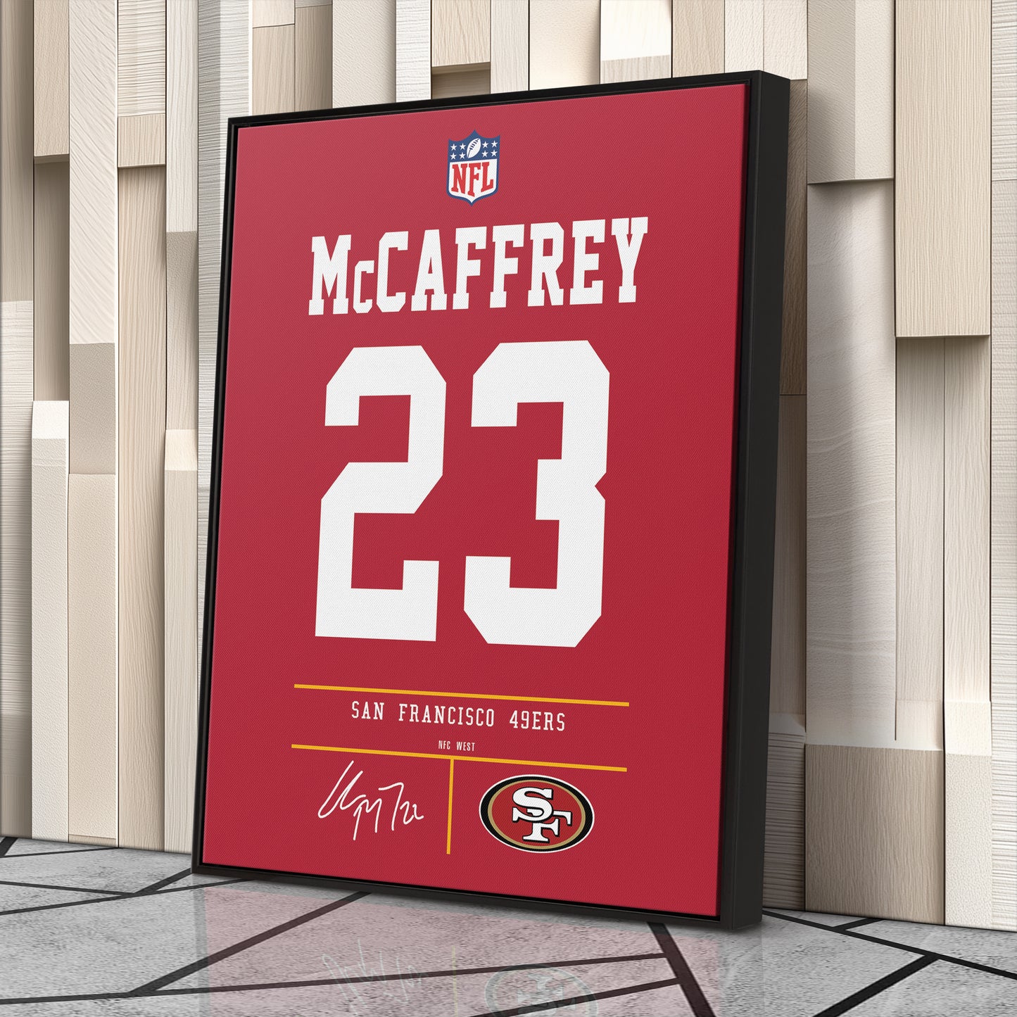 Christian McCaffrey San Francisco 49ers Jersey Canvas Wall Art