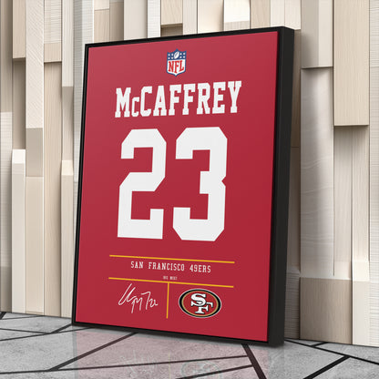 Christian McCaffrey San Francisco 49ers Jersey Canvas Wall Art