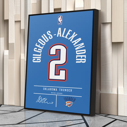 Shai Gilgeous-Alexander Thunder Jersey Canvas Print | Wall Art Decor