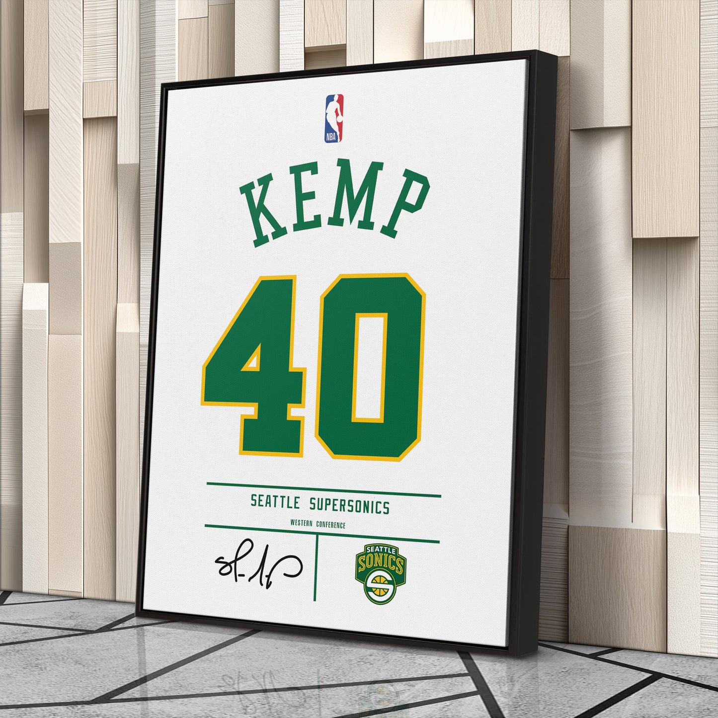 Shawn Kemp Seattle SuperSonics Jersey Canvas Wall Art