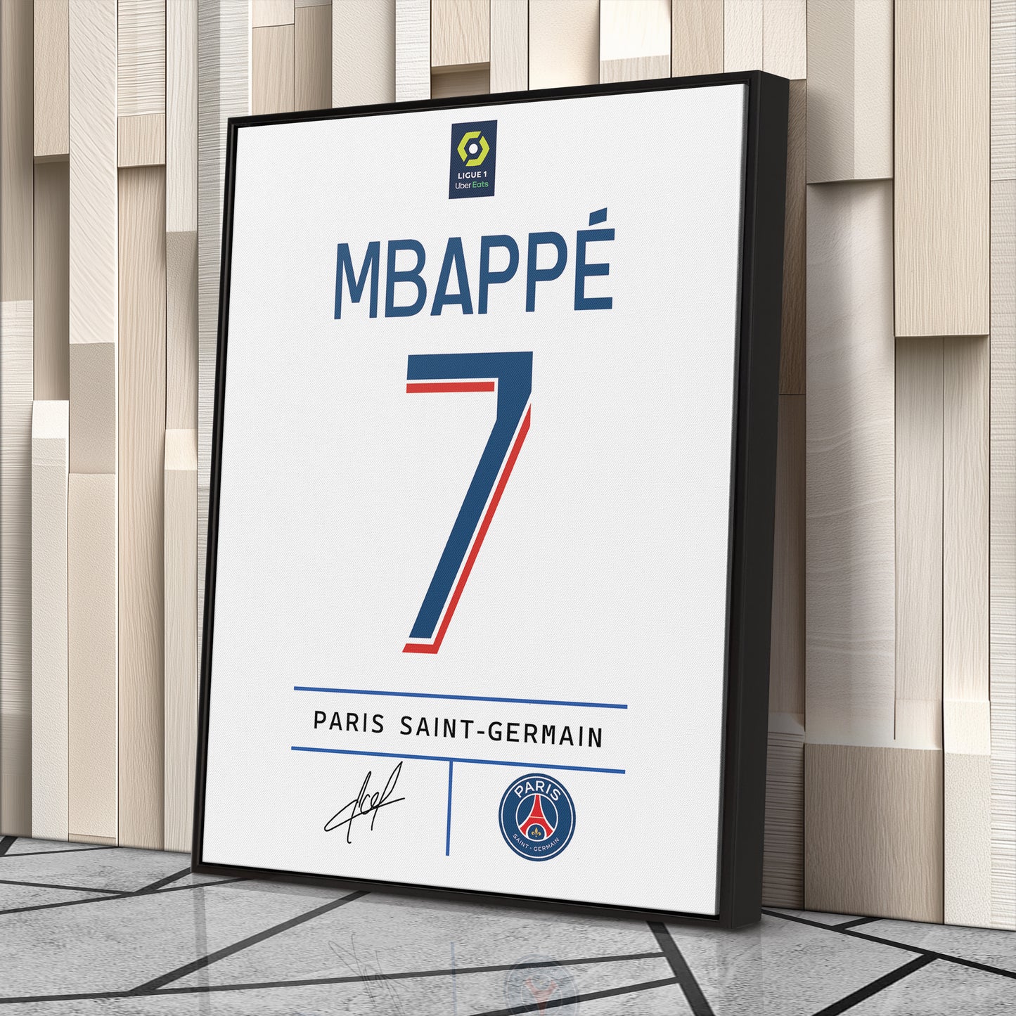 Kylian Mbappé PSG Jersey Canvas Print | Soccer Wall Art Decor