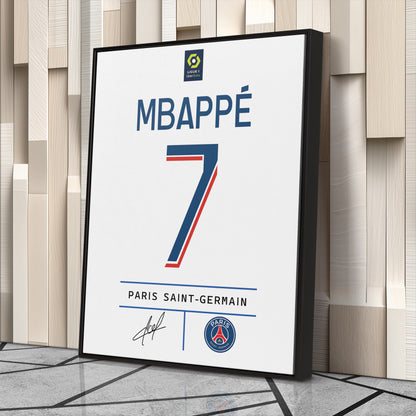 Kylian Mbappé PSG Jersey Canvas Print | Soccer Wall Art Decor