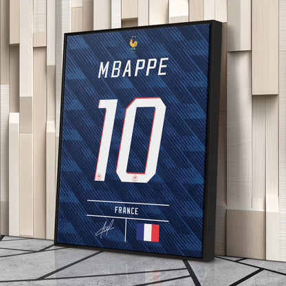 Kylian Mbappe France Jersey Canvas Wall Art