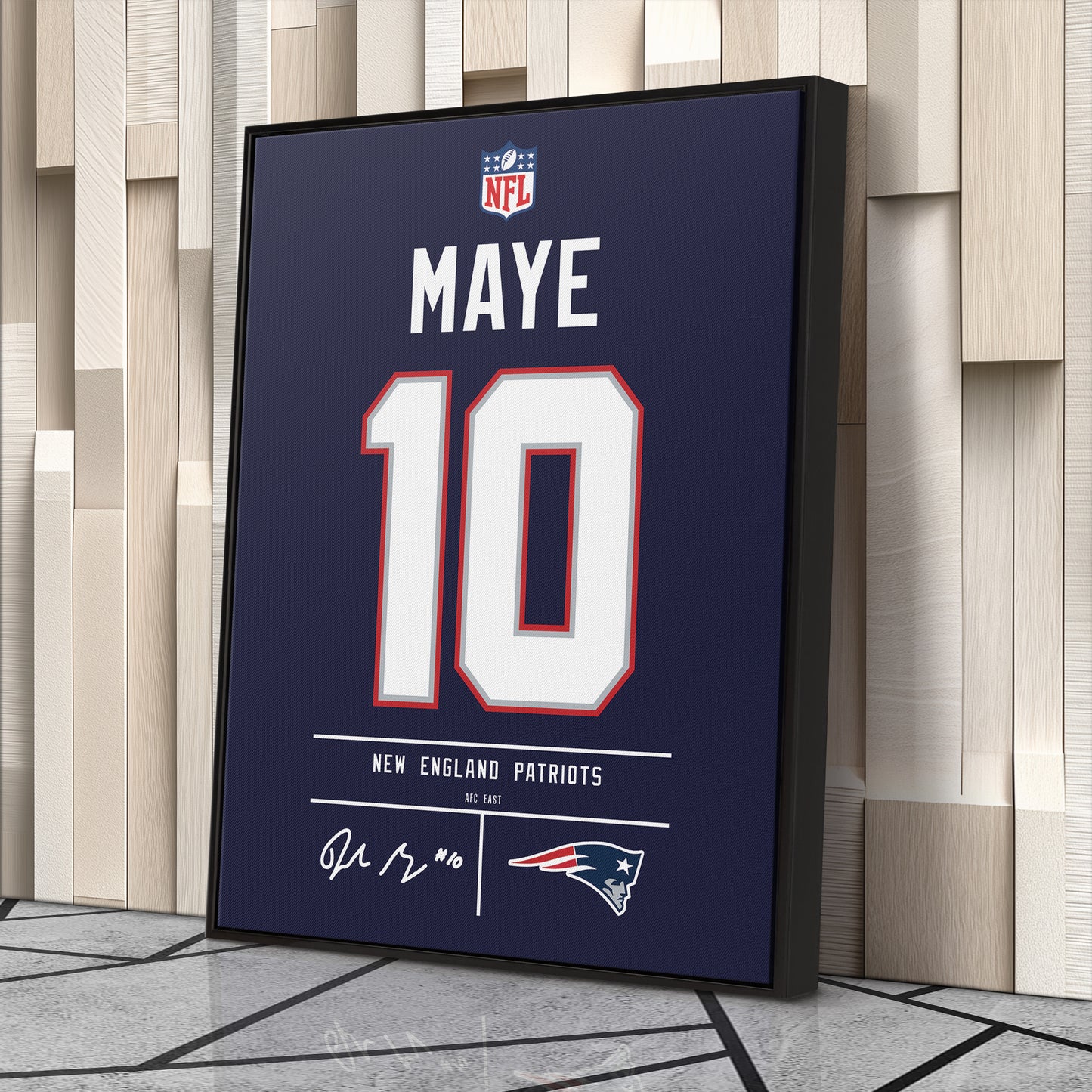 Drake Maye New England Patriots Jersey Canvas Wall Art