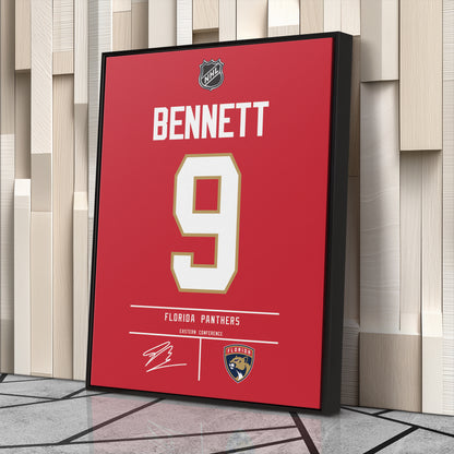 Sam Bennett Florida Panthers Jersey Canvas Wall Art