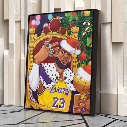 LeBron James Christmas Canvas Print | Festive Basketball Wall Art