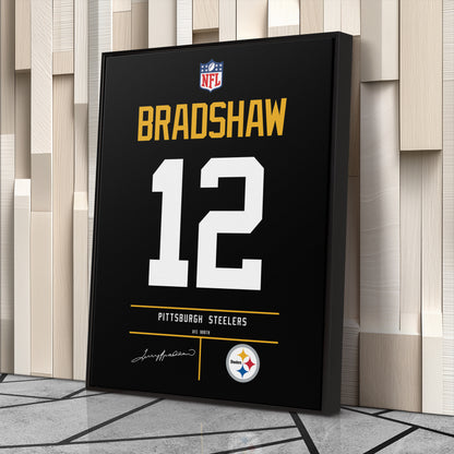 Terry Bradshaw Pittsburgh Steelers Jersey Canvas Wall Art