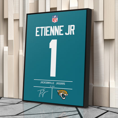 Travis Etienne Jaguars Jersey Canvas Print | Wall Art Decor