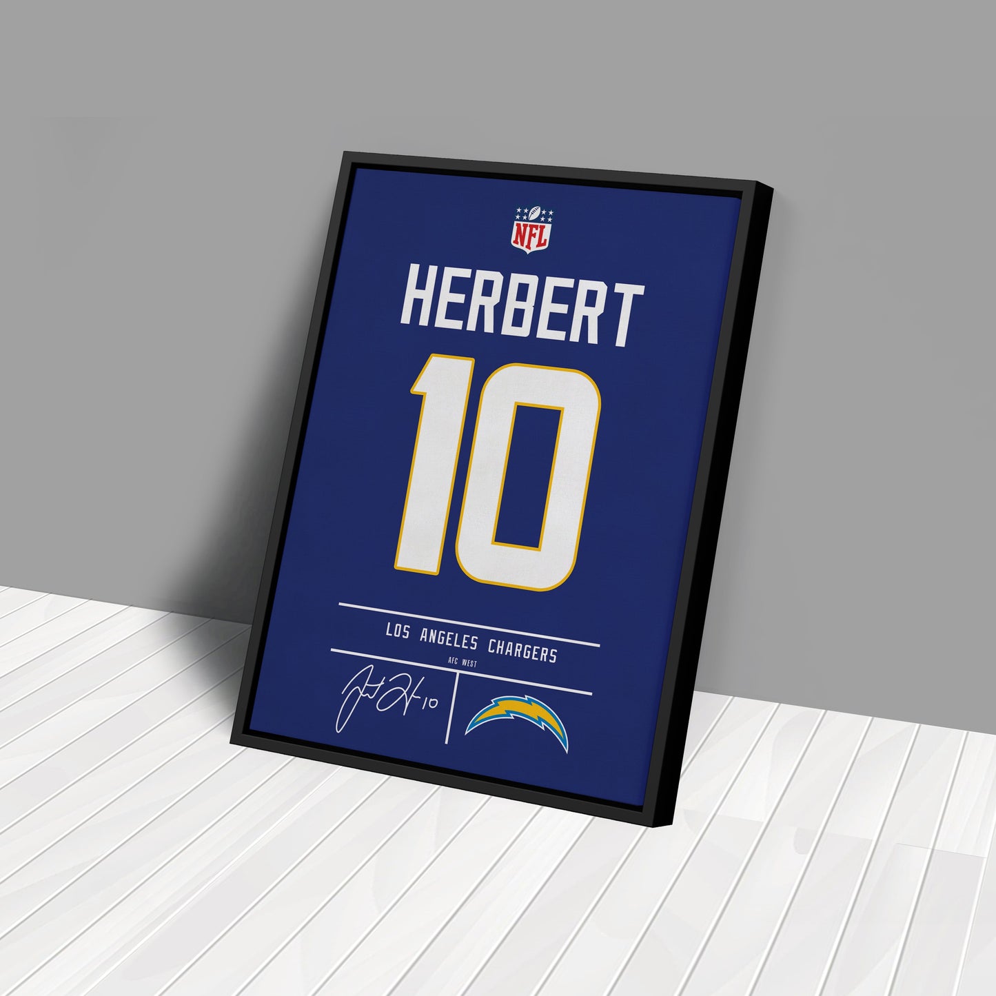 Justin Herbert Chargers Jersey Canvas Print | Wall Art Decor