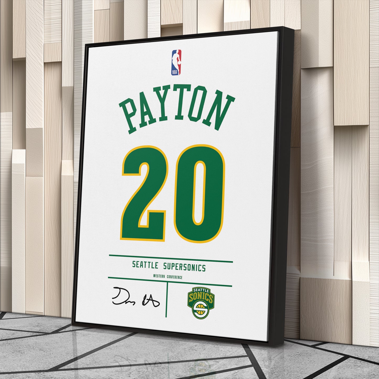 Gary Payton Seattle SuperSonics Jersey Canvas Wall Art
