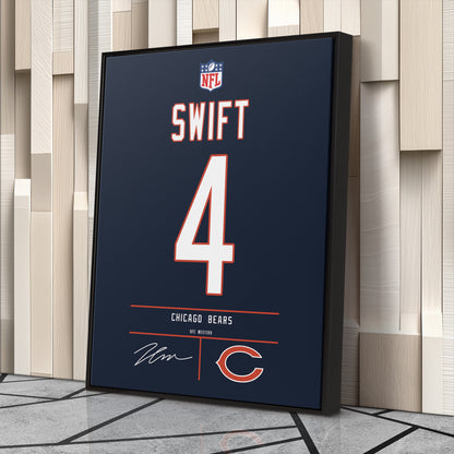 D'Andre Swift Bears Jersey Canvas Print | Wall Art Decor