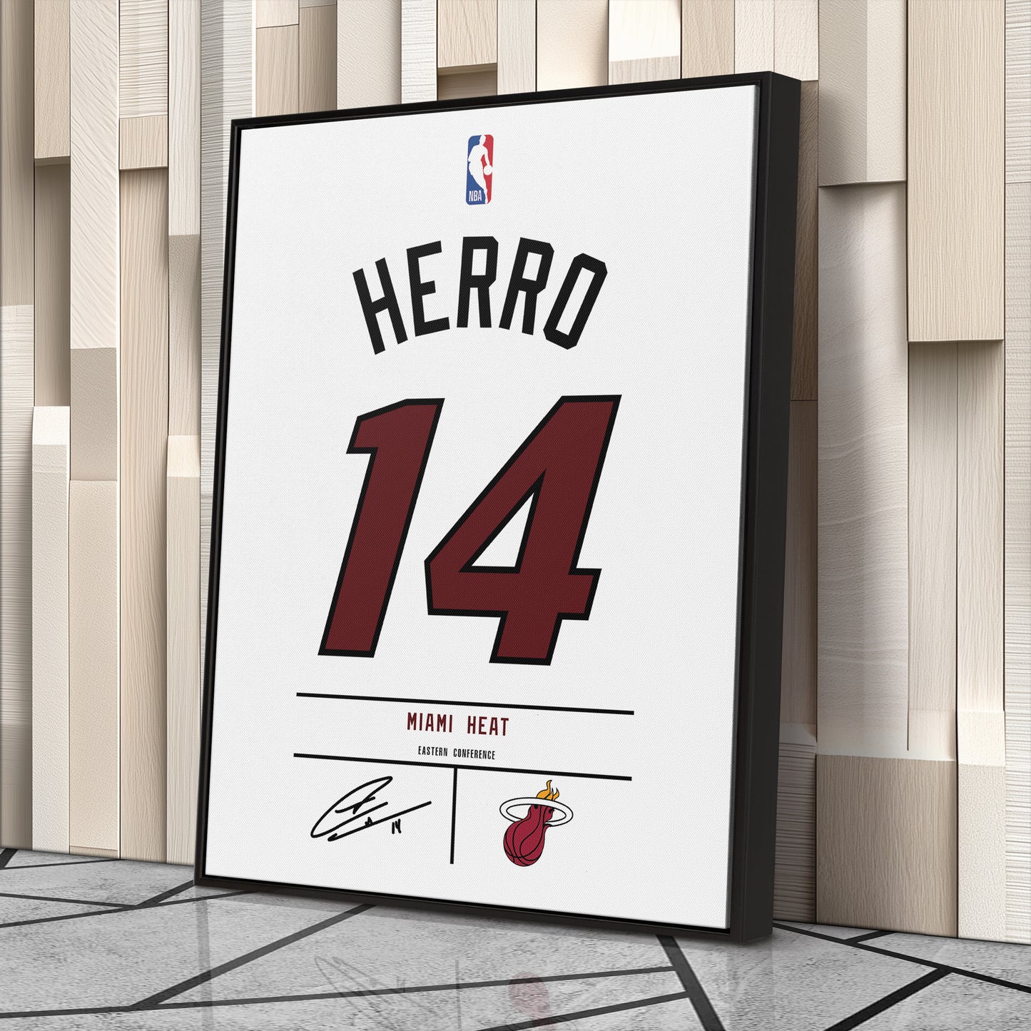 Tyler Herro Miami Heat Jersey Canvas Wall Art