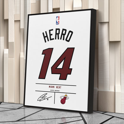 Tyler Herro Miami Heat Jersey Canvas Wall Art