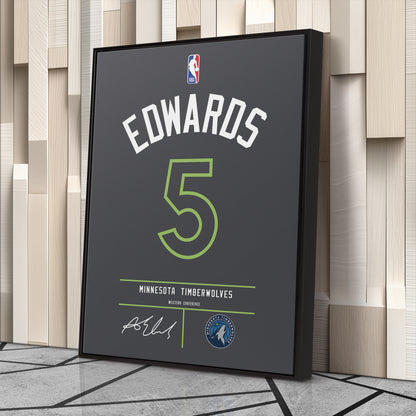 Anthony Edwards Minnesota Timberwolves Jersey Canvas Wall Art