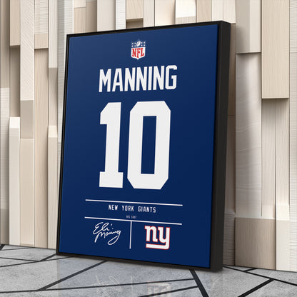 Eli Manning New York Giants Jersey Canvas Wall Art
