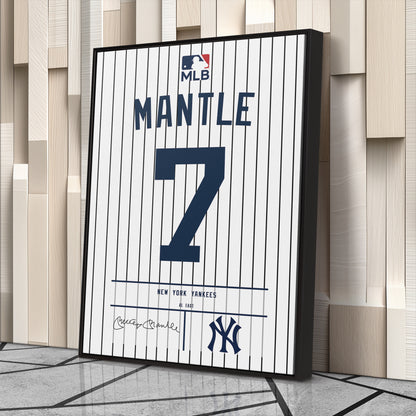 Mickey Mantle Yankees Jersey Canvas Print | Wall Art Decor