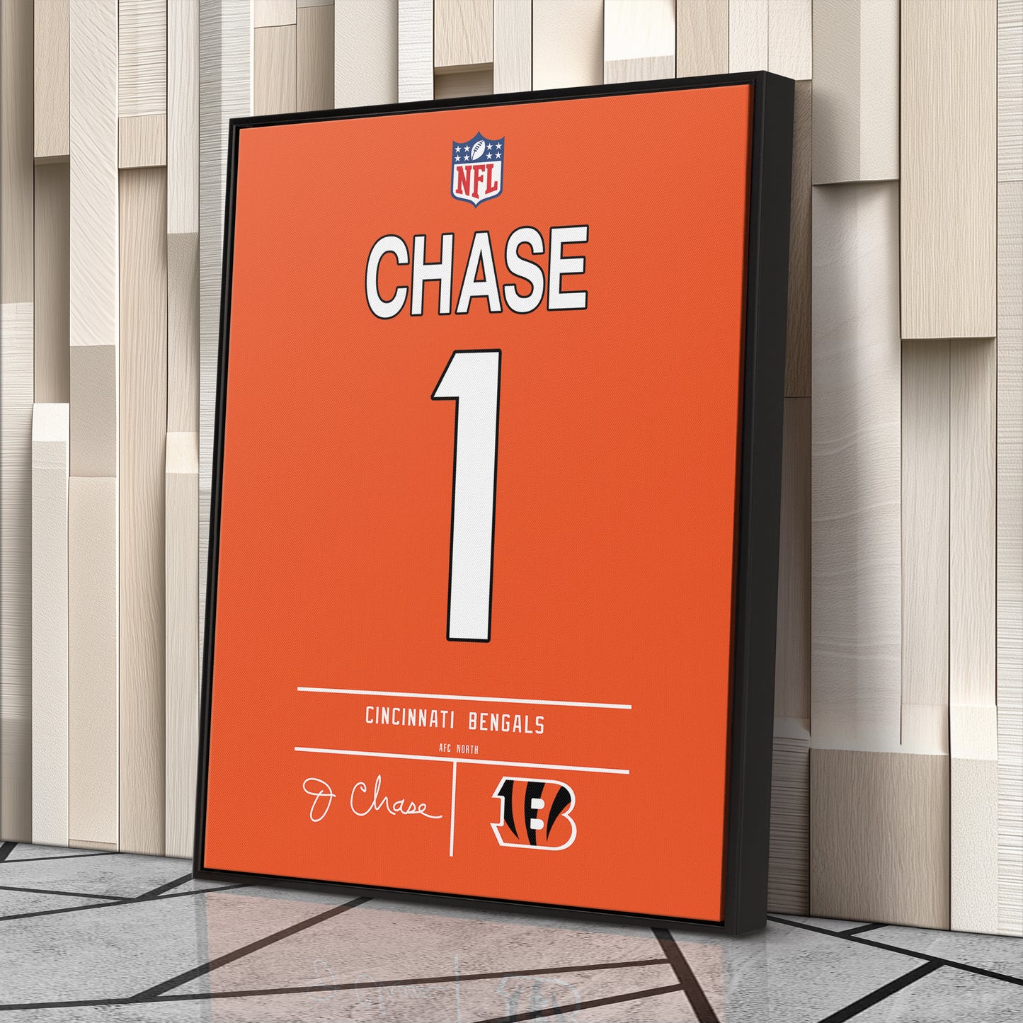 Ja'Marr Chase Bengals Jersey Canvas Print | Wall Art Decor
