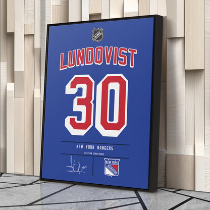 Henrik Lundqvist Rangers Jersey Canvas Print | Wall Art Decor
