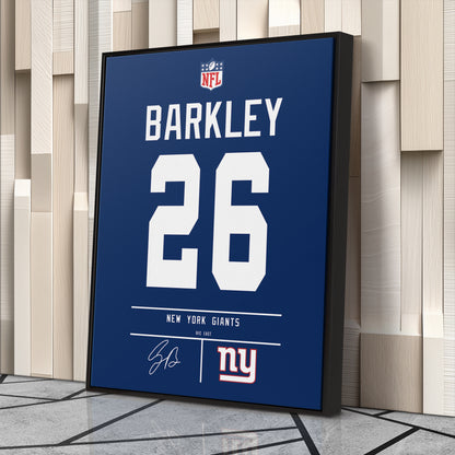 Saquon Barkley Giants Jersey Canvas Print | Wall Art Decor