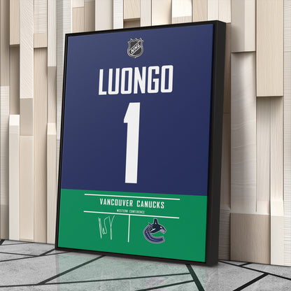 Roberto Luongo Canucks Jersey Canvas Print | Wall Art Decor