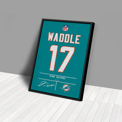 Jaylen Waddle Dolphins Jersey Canvas Print | Wall Art Decor