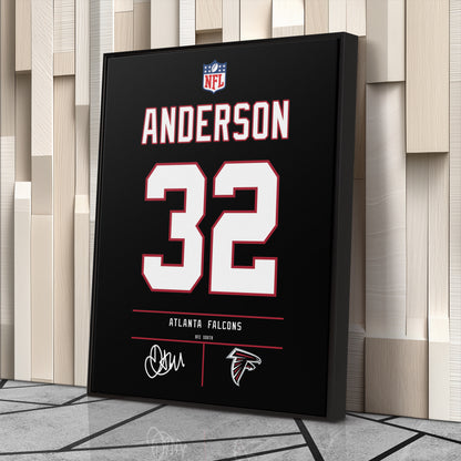 Jamal Anderson Atlanta Falcons Jersey Canvas Wall Art