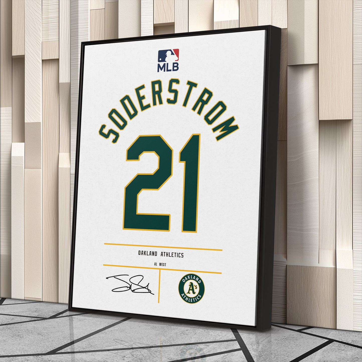 Tyler Soderstrom Oakland Athletics Jersey Canvas Wall Art
