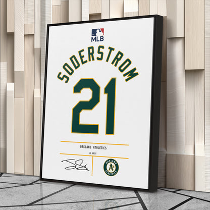 Tyler Soderstrom Oakland Athletics Jersey Canvas Wall Art