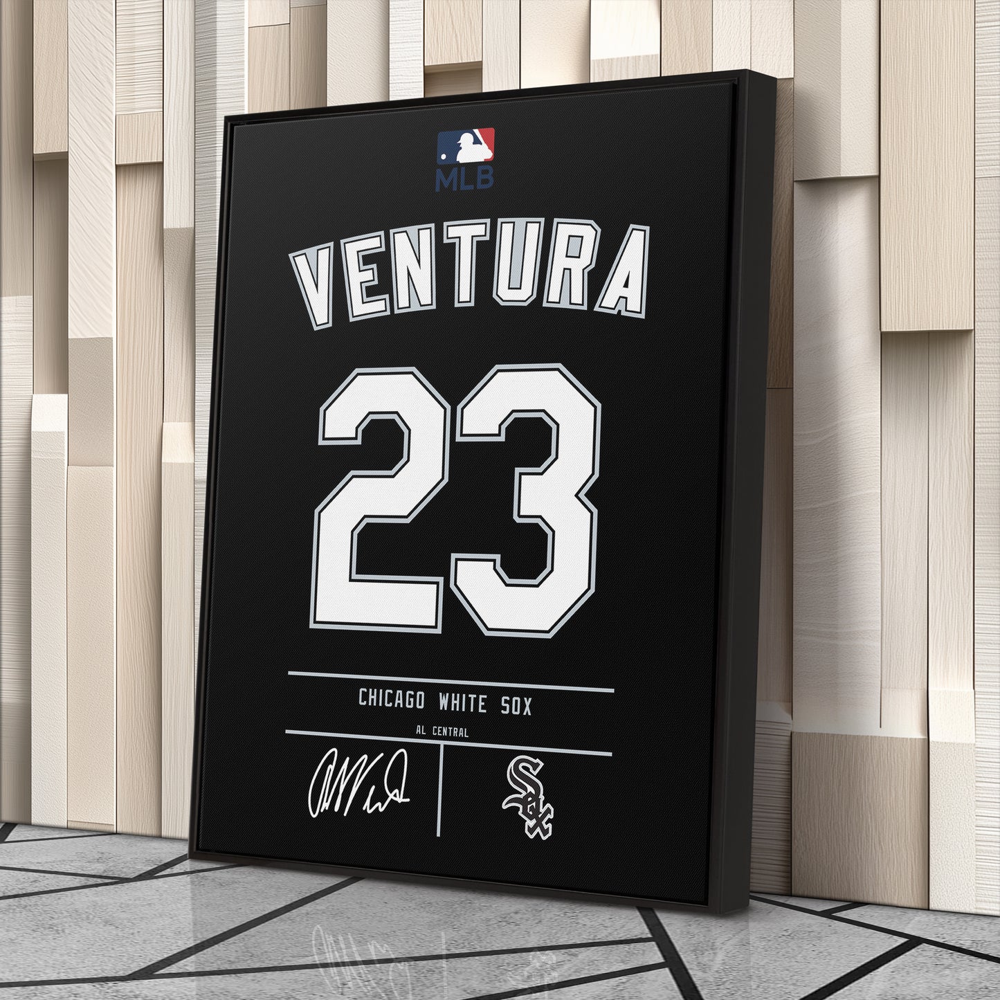 Robin Ventura Chicago White Sox Black Jersey Canvas Wall Art
