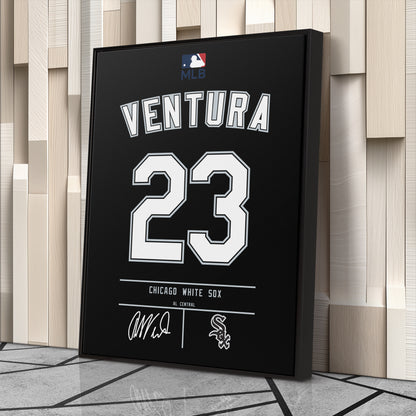 Robin Ventura Chicago White Sox Black Jersey Canvas Wall Art